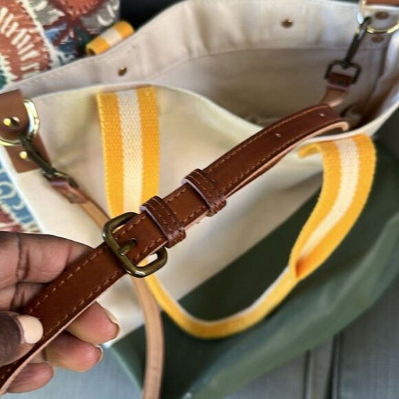 Tag & Crew Dipped Tote with Yellow Strap-Olive - Picture 8 of 12